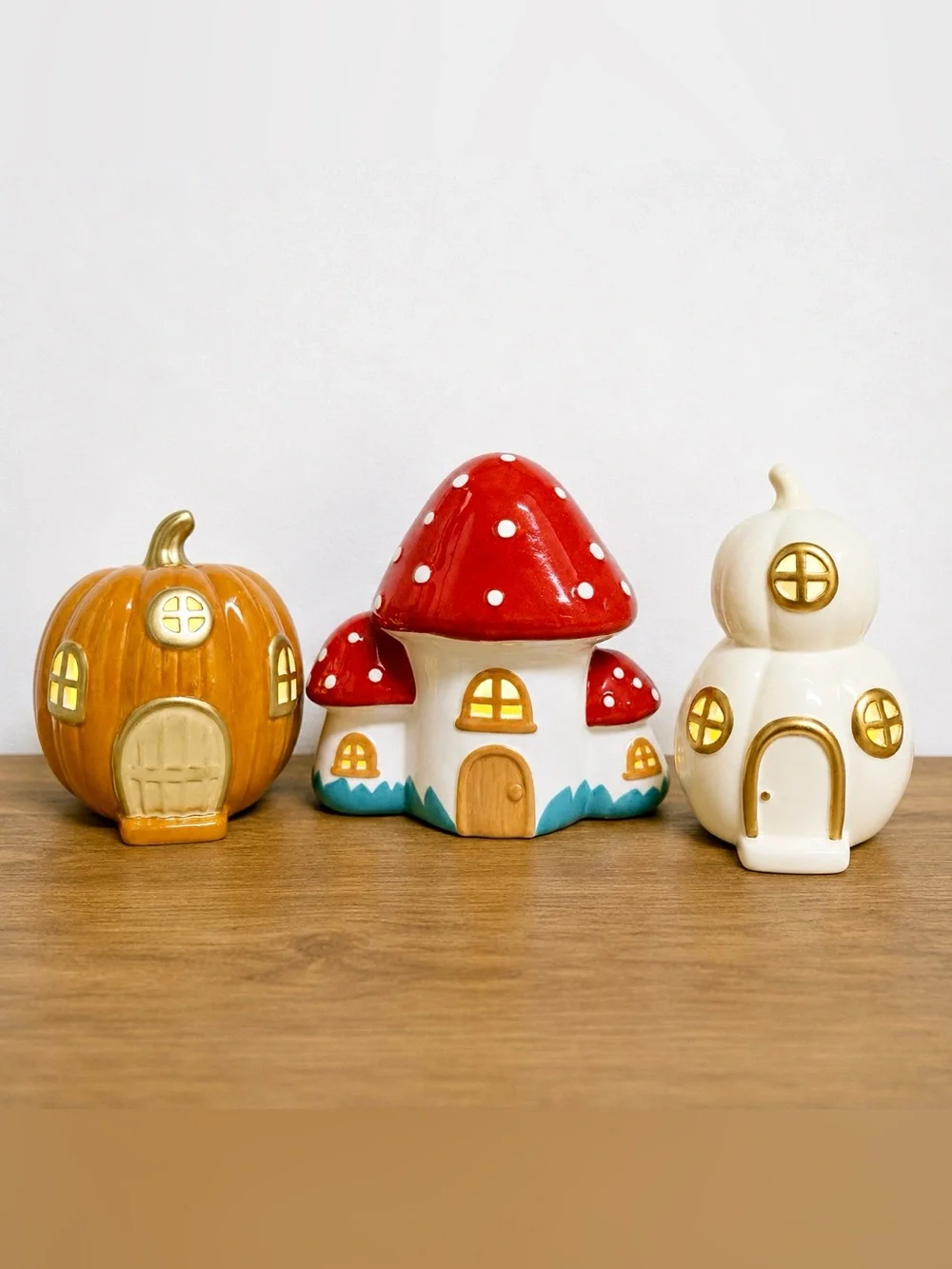 Target Bullseye Playground SET OF 3 Ceramic Fall Light Up Houses